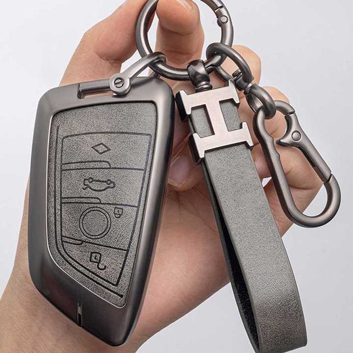 Vintage Leather Metal Alloy BMW Key Cover