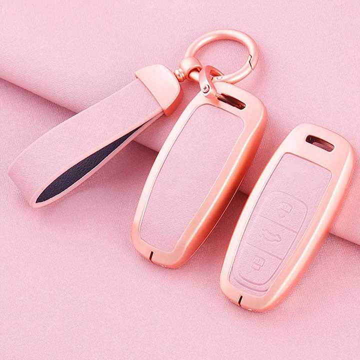 Audi Key Fob Cover with Leather & Metal Frame