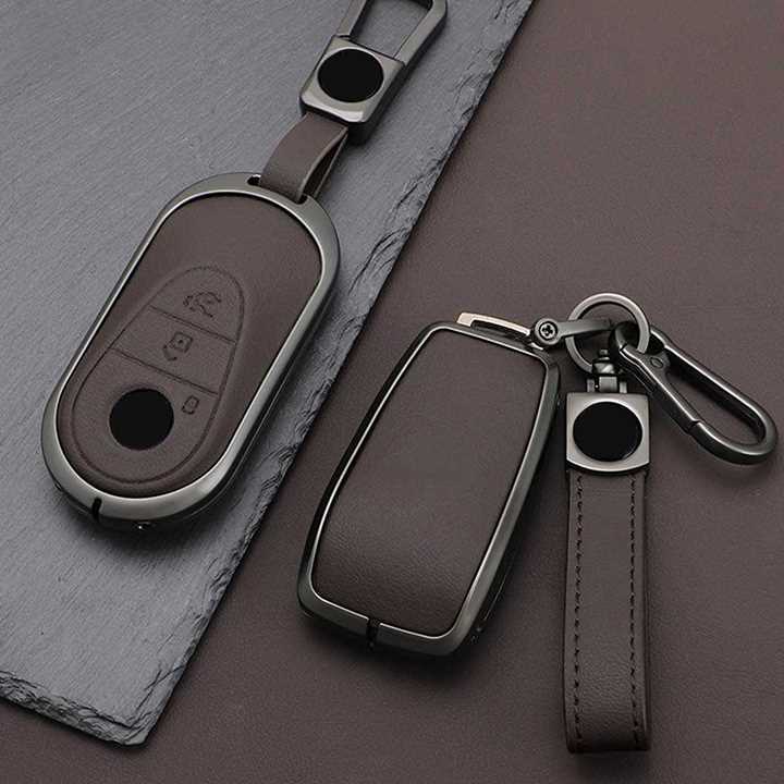 Vintage Leather & Metal Alloy Mercedes Key Cover