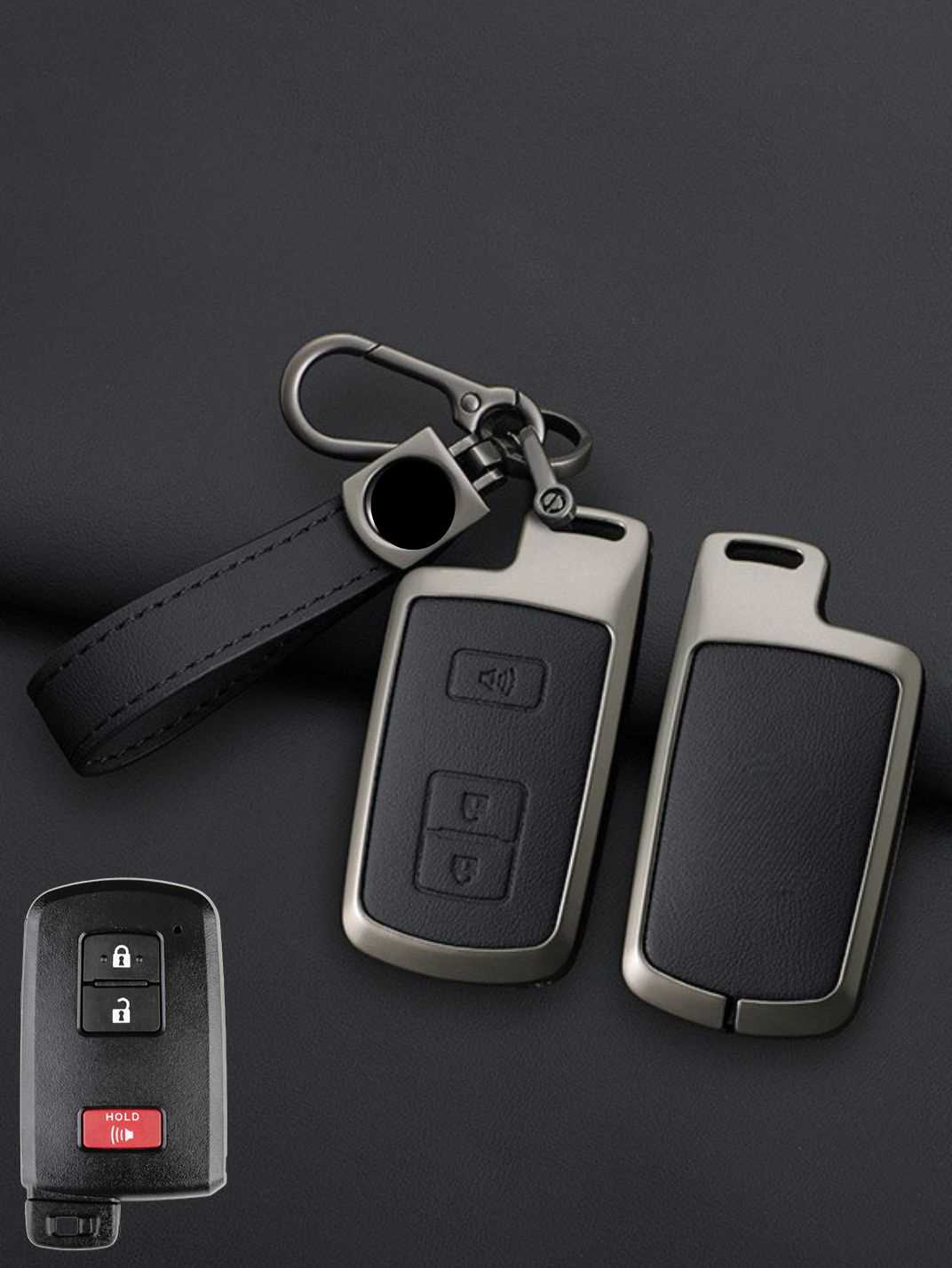 Toyota Key Genuine Leather & Metal Frame