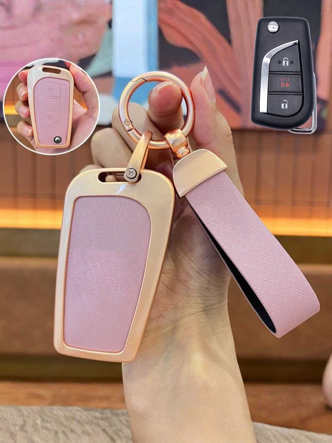 Toyota Key Fob Cover with Leather & Metal Frame