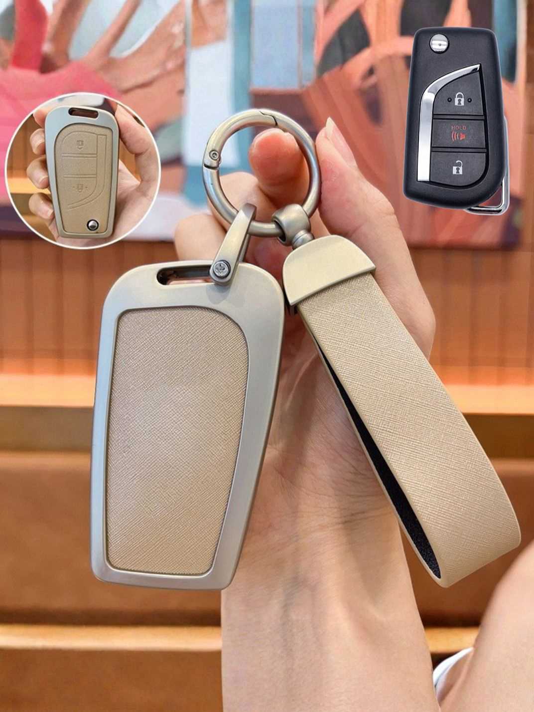 Toyota Key Fob Cover with Leather & Metal Frame
