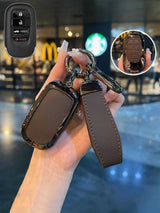 Vintage Leather Metal Alloy Honda Key Cover