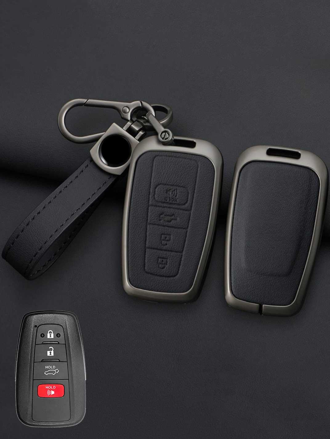 Toyota Key Genuine Leather & Metal Frame