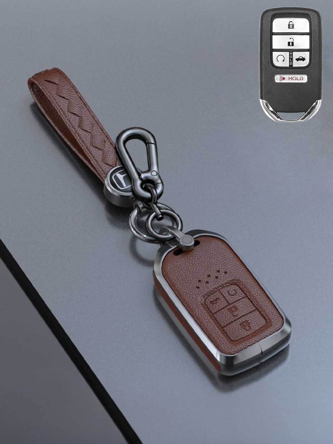 Honda Key Genuine Leather & Metal Frame