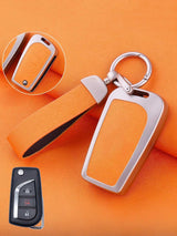 Toyota Key Fob Cover with Leather & Metal Frame