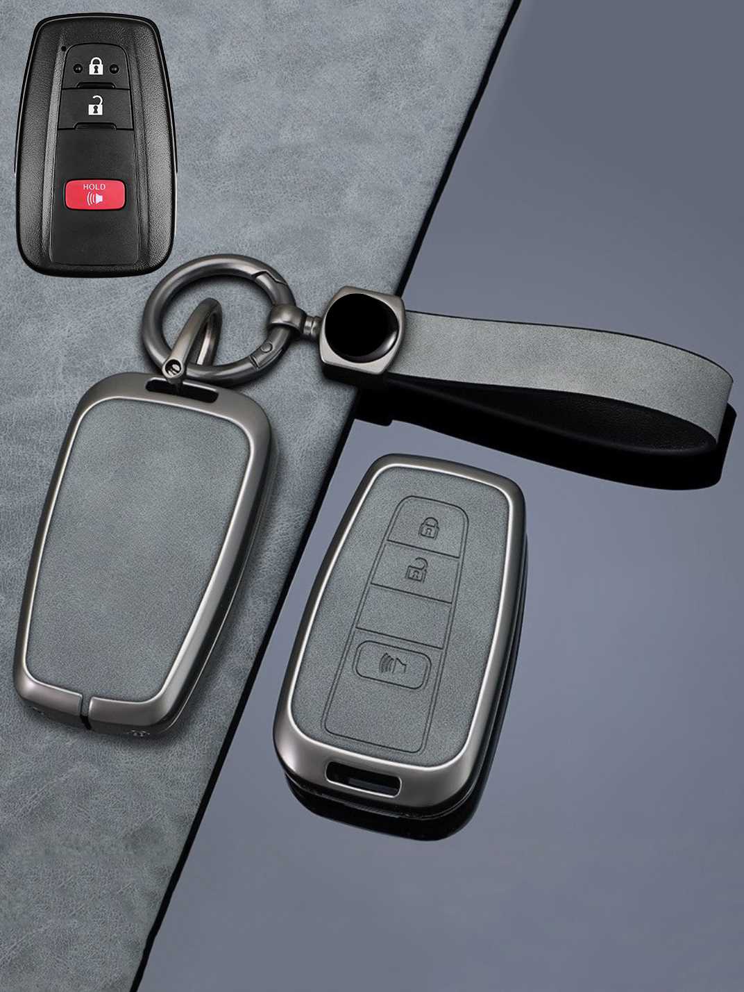 Vintage Leather Metal Alloy Toyota Key Cover