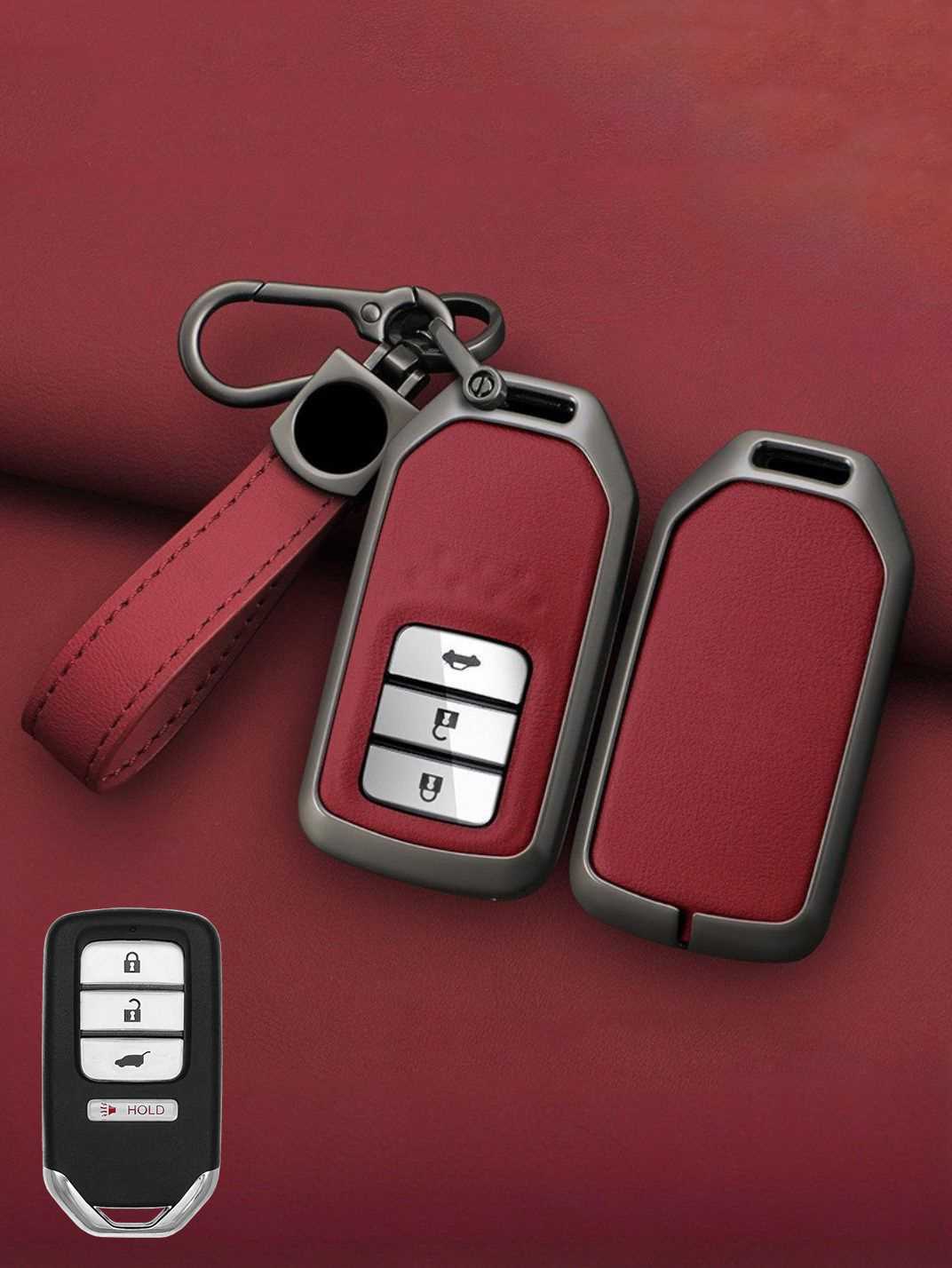 Honda Key Genuine Leather & Metal Frame
