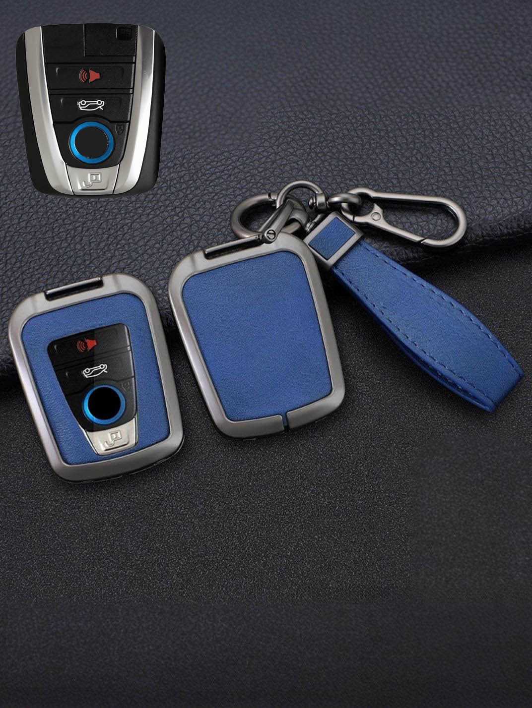Vintage Leather Metal Alloy BMW Key Cover