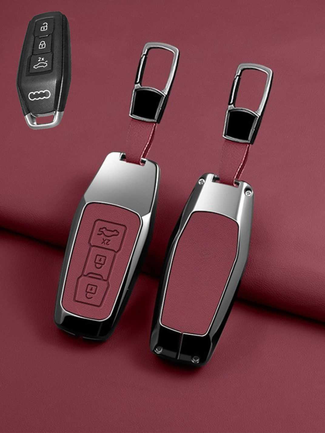 Audi Key Genuine Leather & Metal Frame Cover