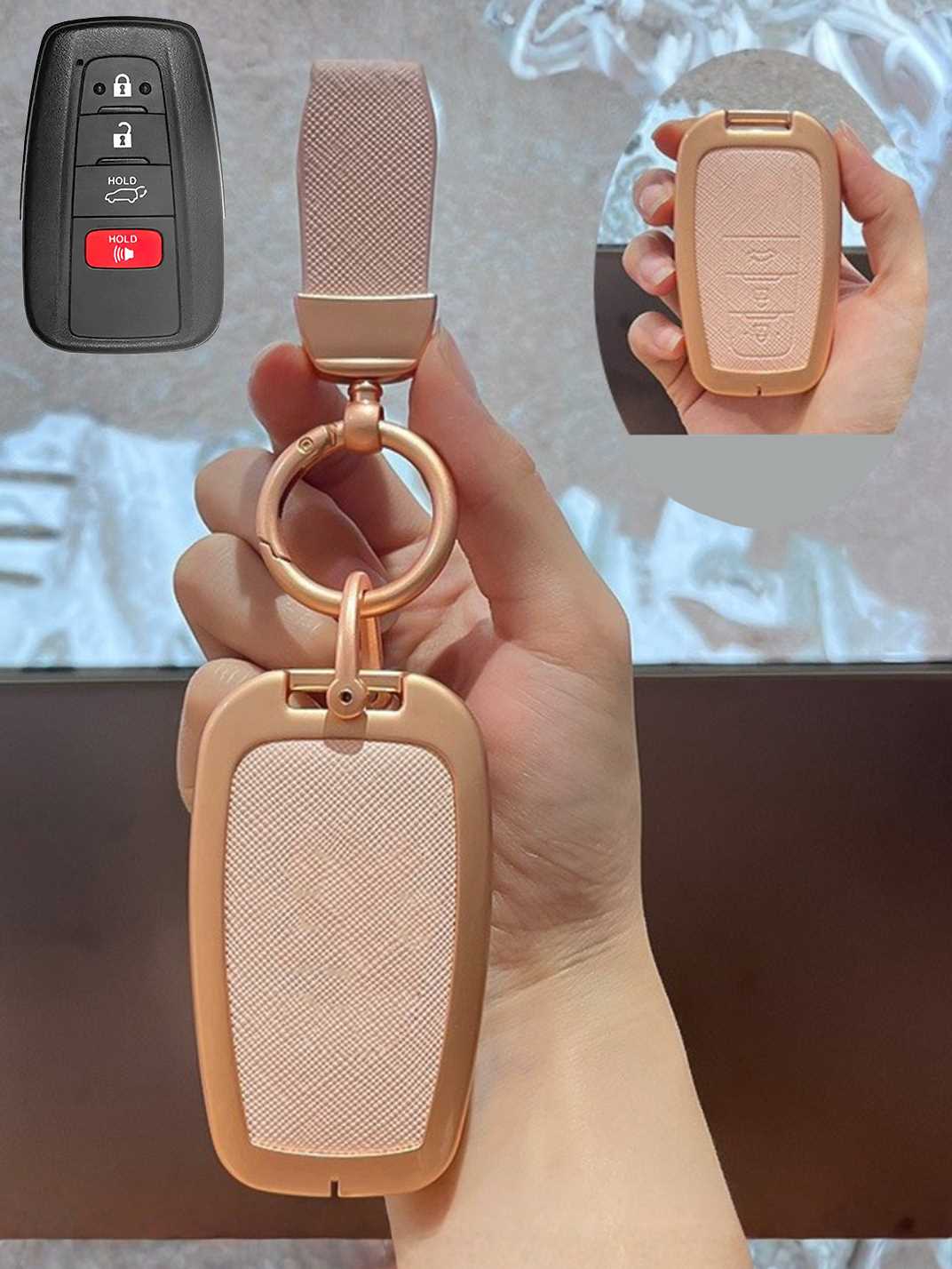 Toyota Key Fob Cover with Leather & Metal Frame