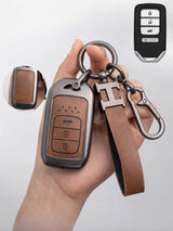Honda Key Fob Cover with Leather & Metal Frame