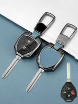 Vintage Leather Metal Alloy Toyota Key Cover