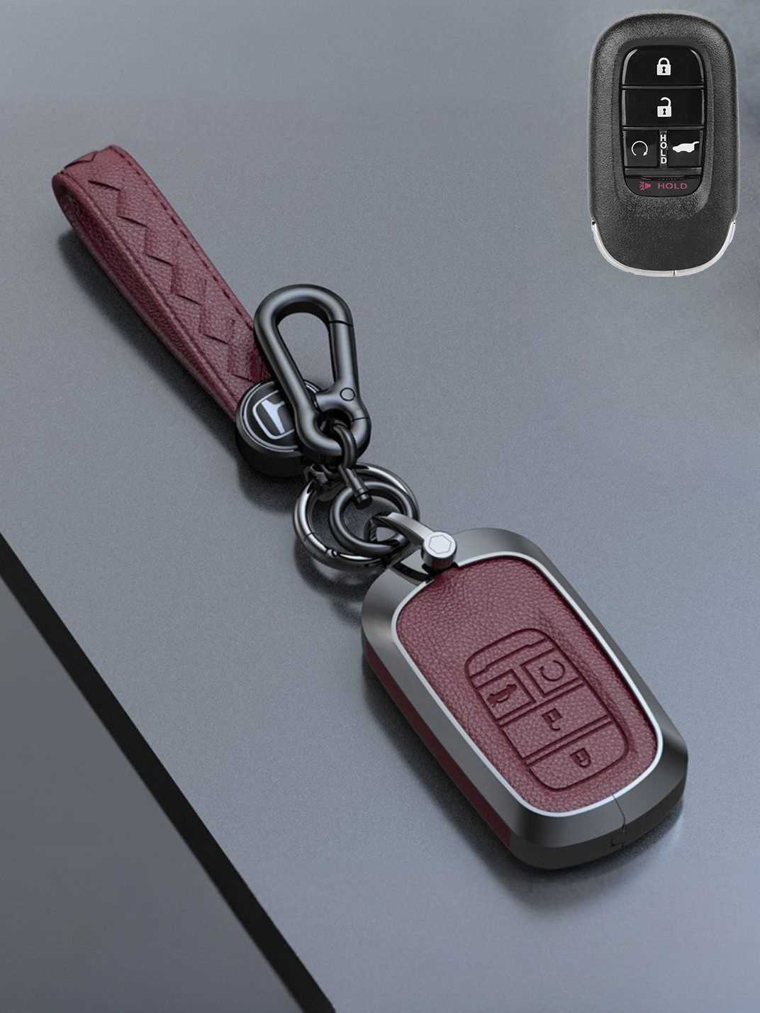 Honda Key Genuine Leather & Metal Frame