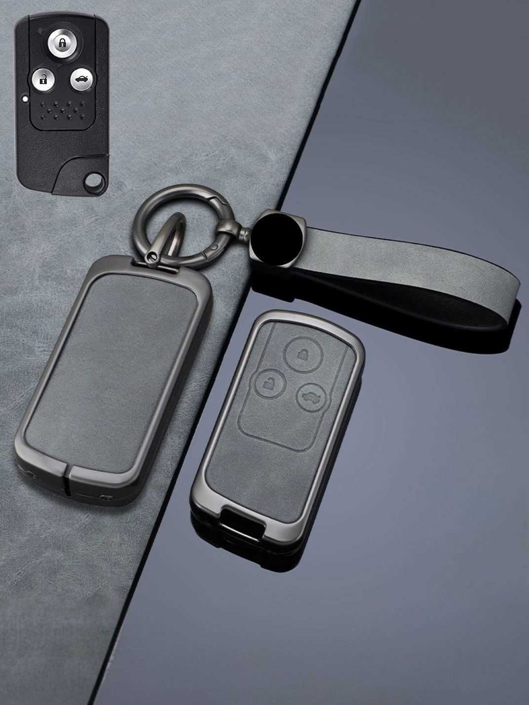 Vintage Leather Metal Alloy Honda Key Cover