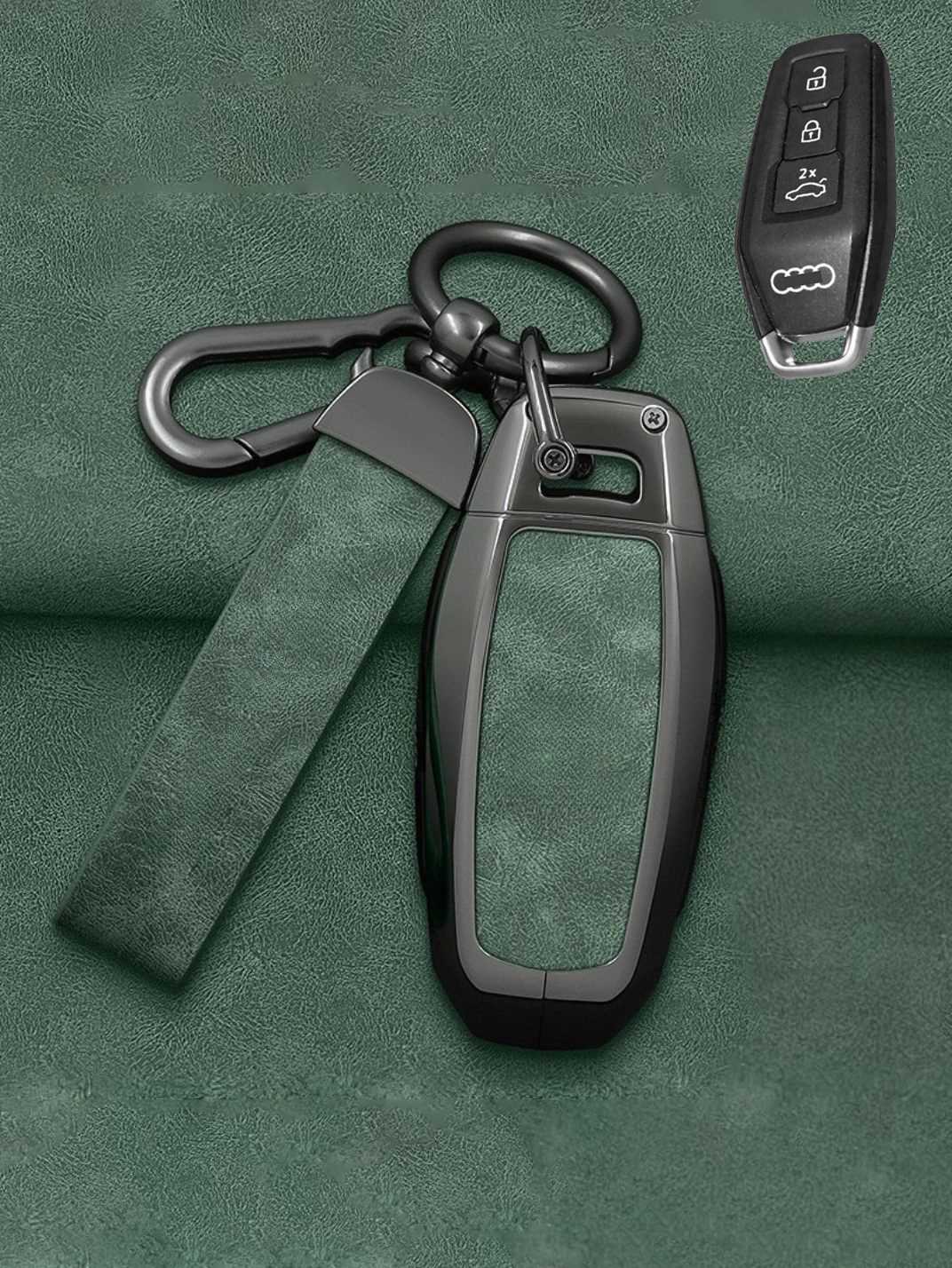 Vintage Leather & Metal Alloy Audi Key Cover
