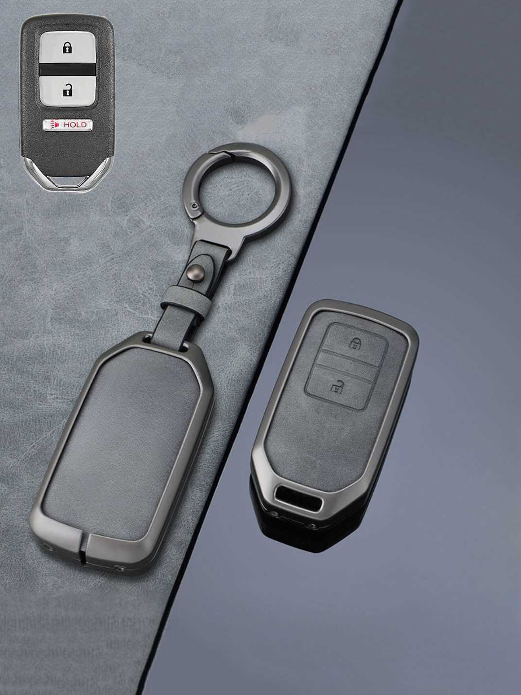 Vintage Leather Metal Alloy Honda Key Cover