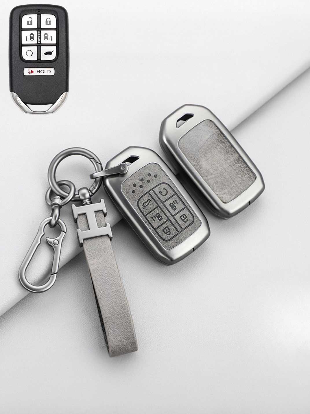 Vintage Leather Metal Alloy Honda Key Cover