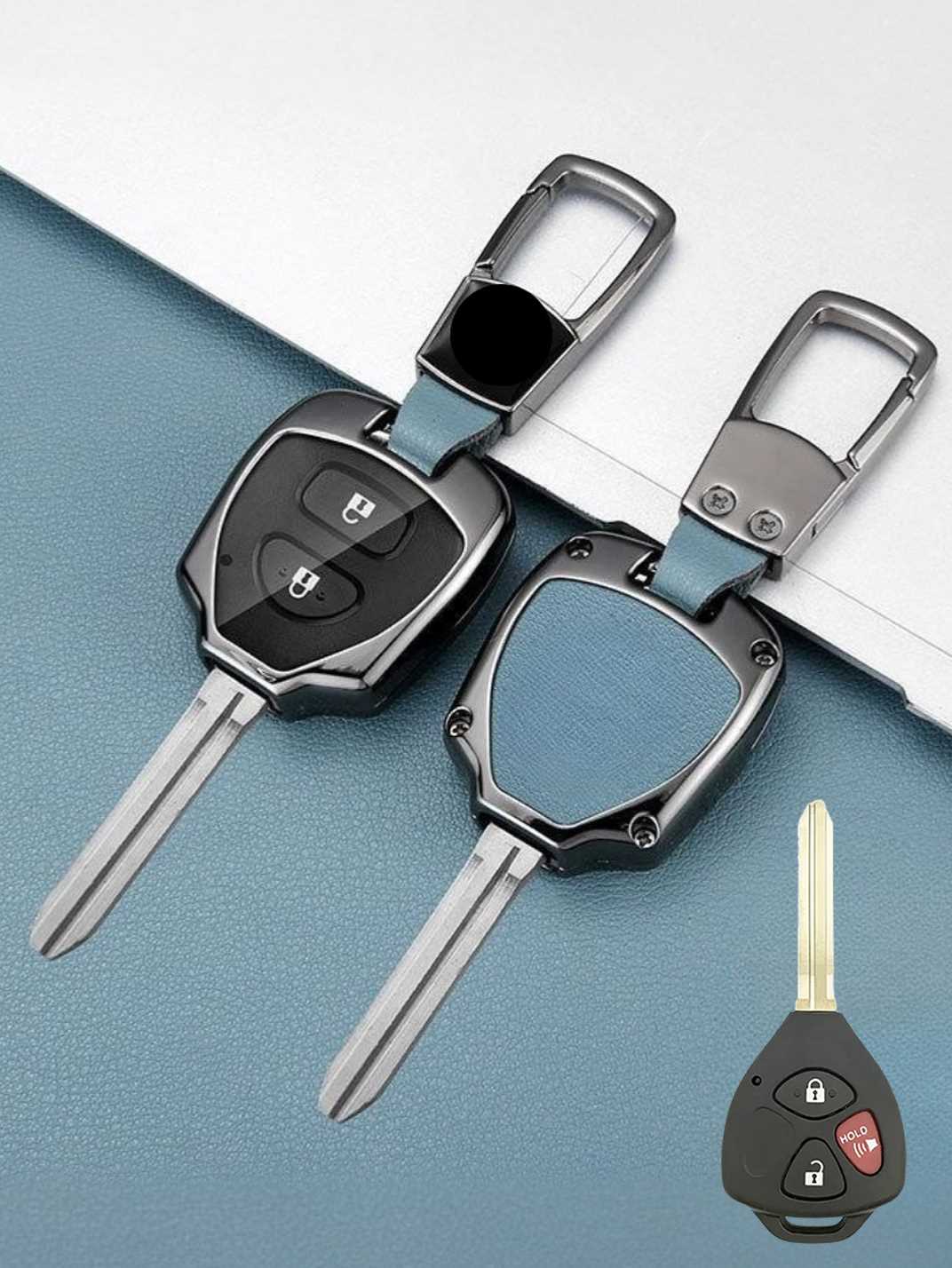 Vintage Leather Metal Alloy Toyota Key Cover