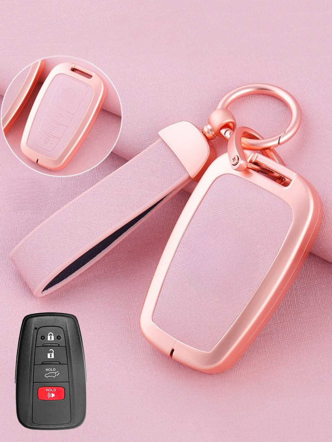 Toyota Key Fob Cover with Leather & Metal Frame