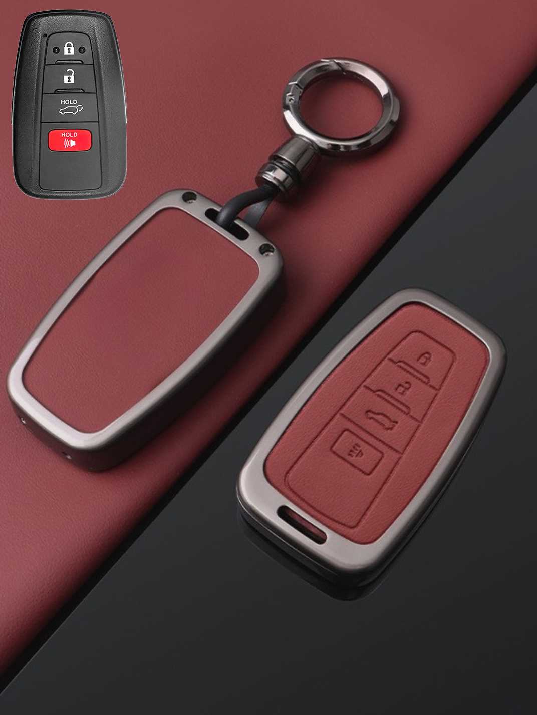 Toyota Key Fob Cover with Leather & Metal Frame