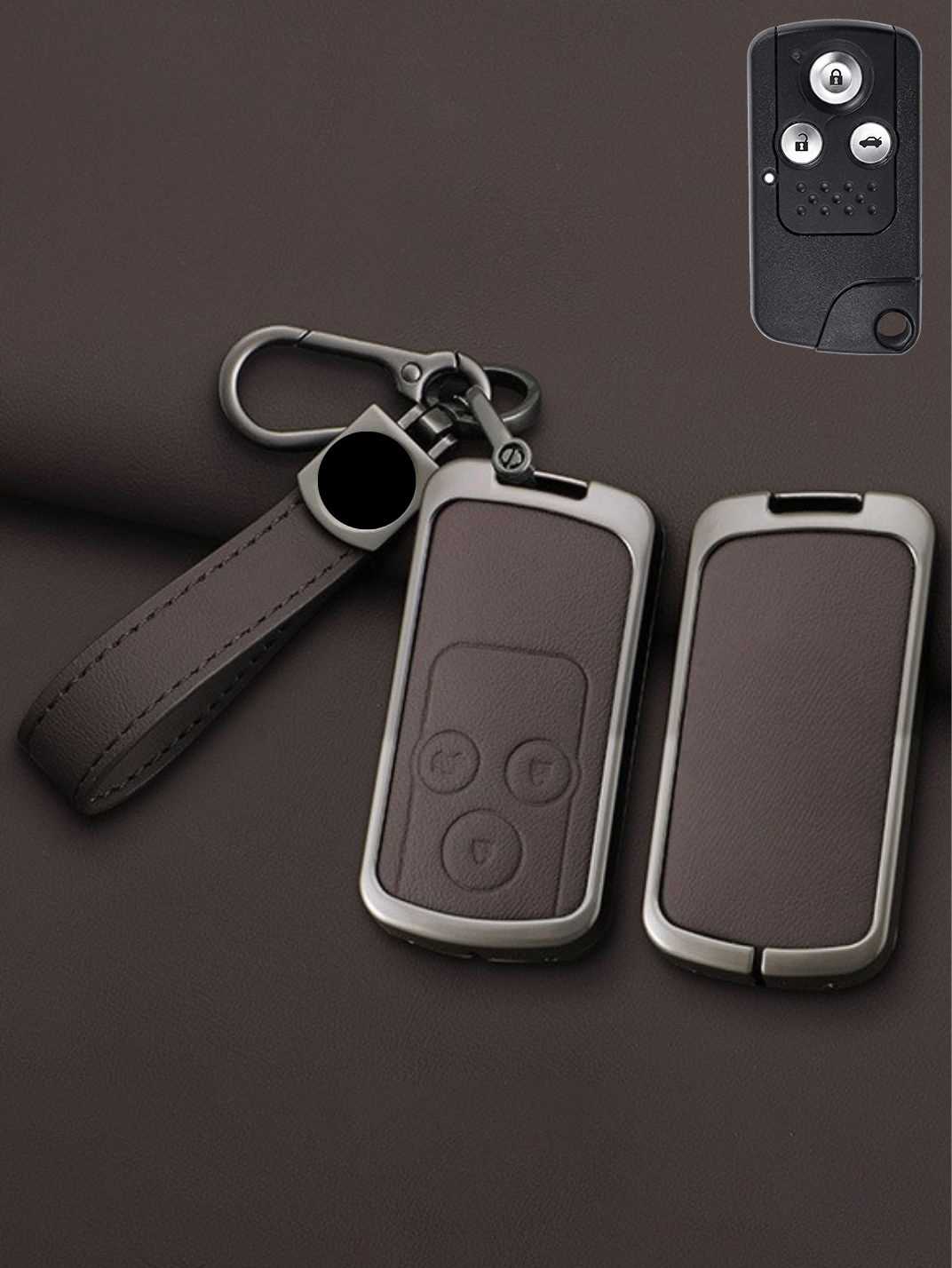 Honda Key Genuine Leather & Metal Frame