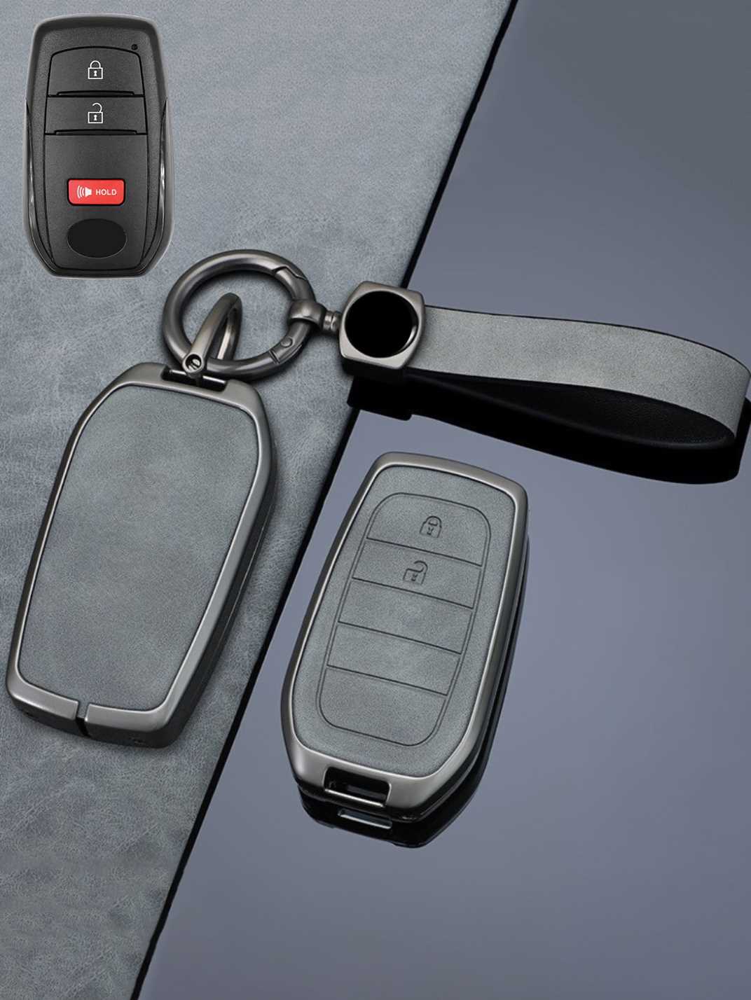 Vintage Leather Metal Alloy Toyota Key Cover