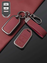 Vintage Leather Metal Alloy Honda Key Cover