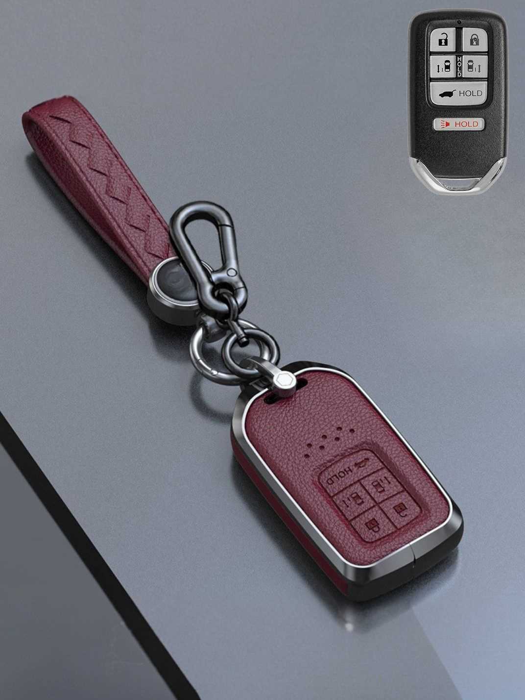 Honda Key Genuine Leather & Metal Frame