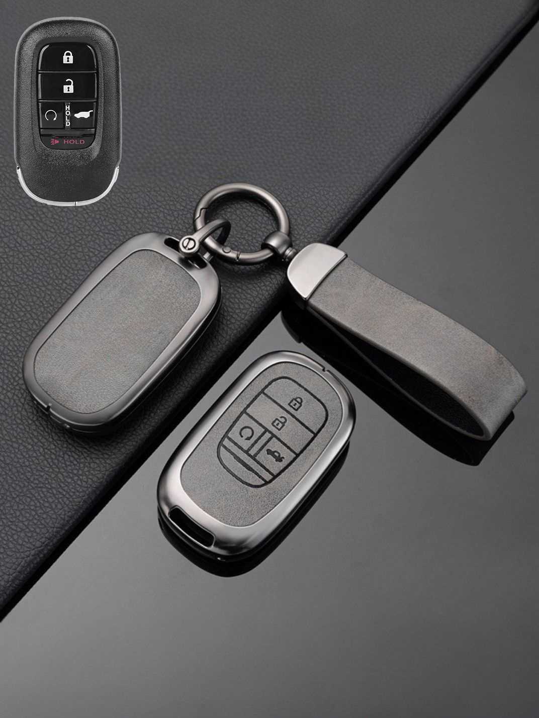 Honda Key Genuine Leather & Metal Frame