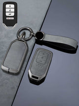 Vintage Leather Metal Alloy Honda Key Cover