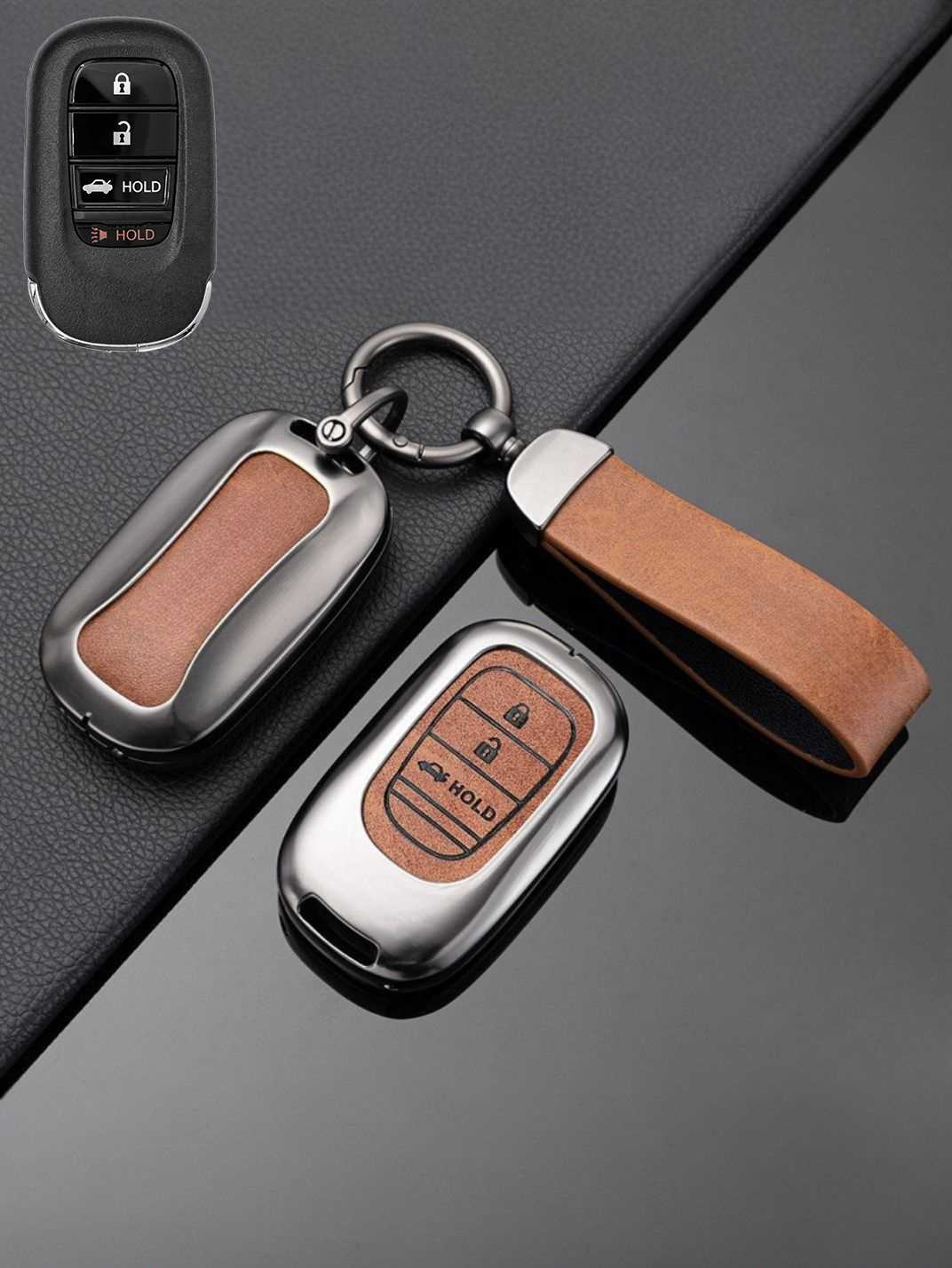 Honda Key Genuine Leather & Metal Frame