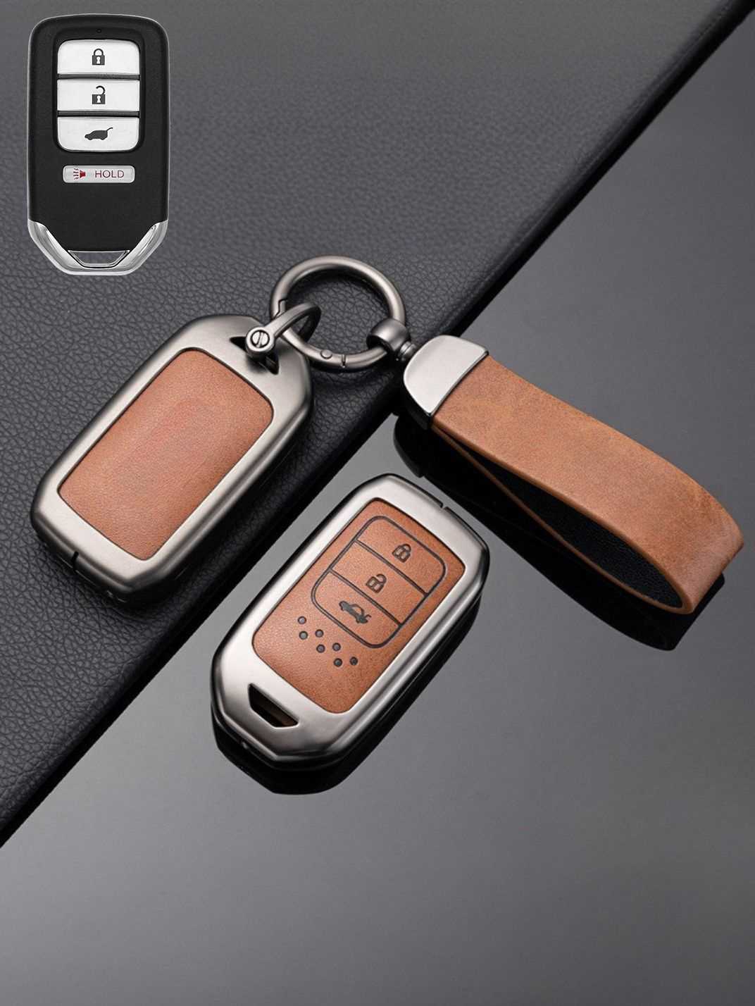 Honda Key Genuine Leather & Metal Frame