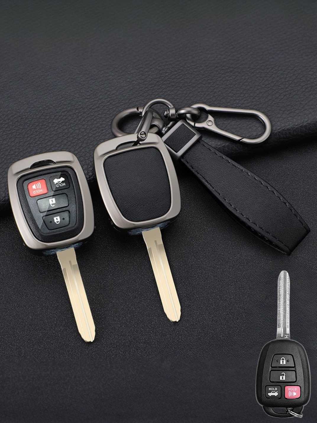 Vintage Leather Metal Alloy Toyota Key Cover