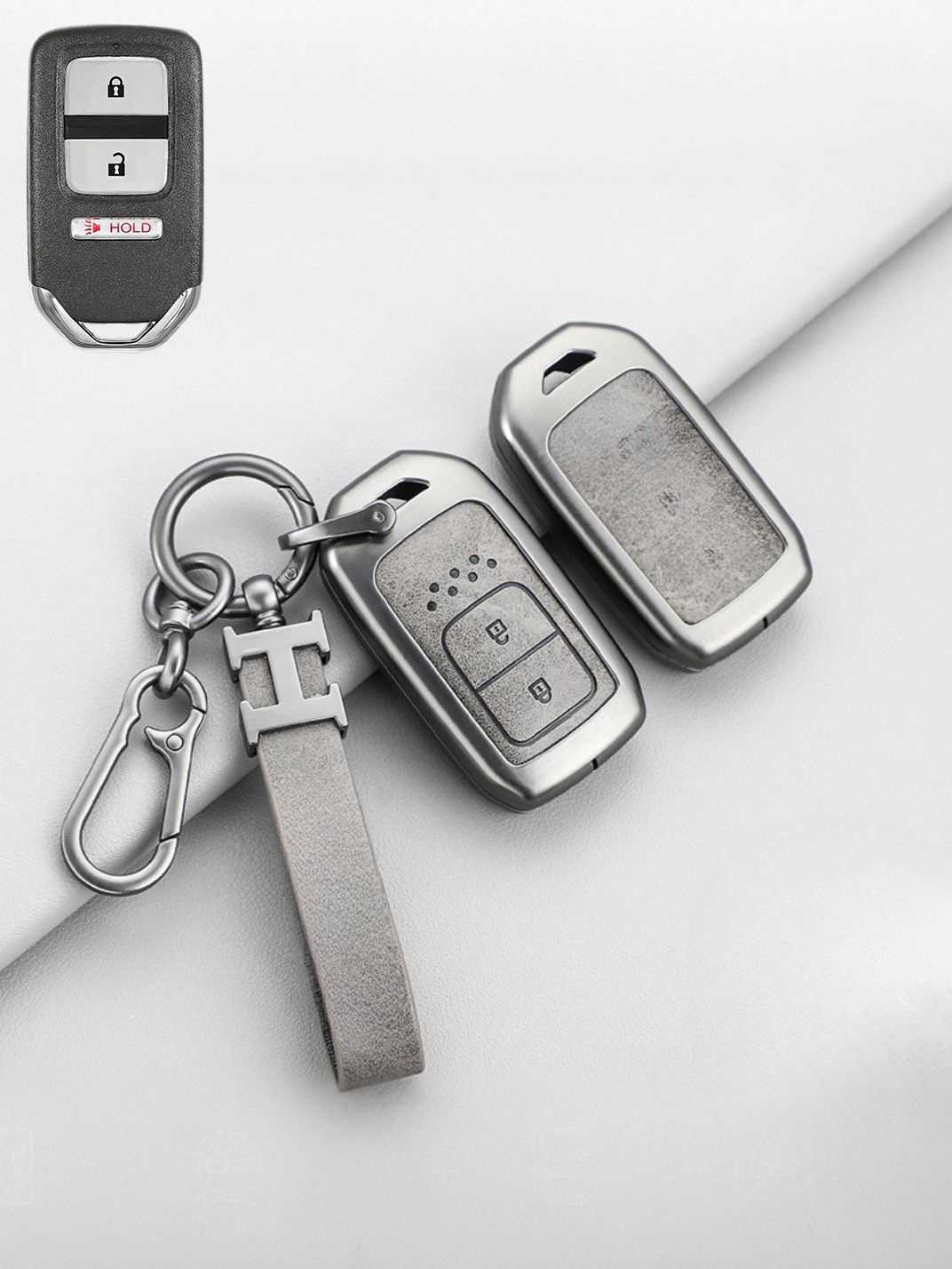 Vintage Leather Metal Alloy Honda Key Cover