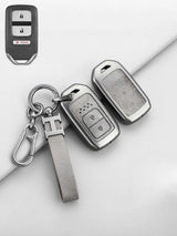 Vintage Leather Metal Alloy Honda Key Cover