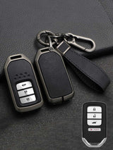 Vintage Leather Metal Alloy Honda Key Cover