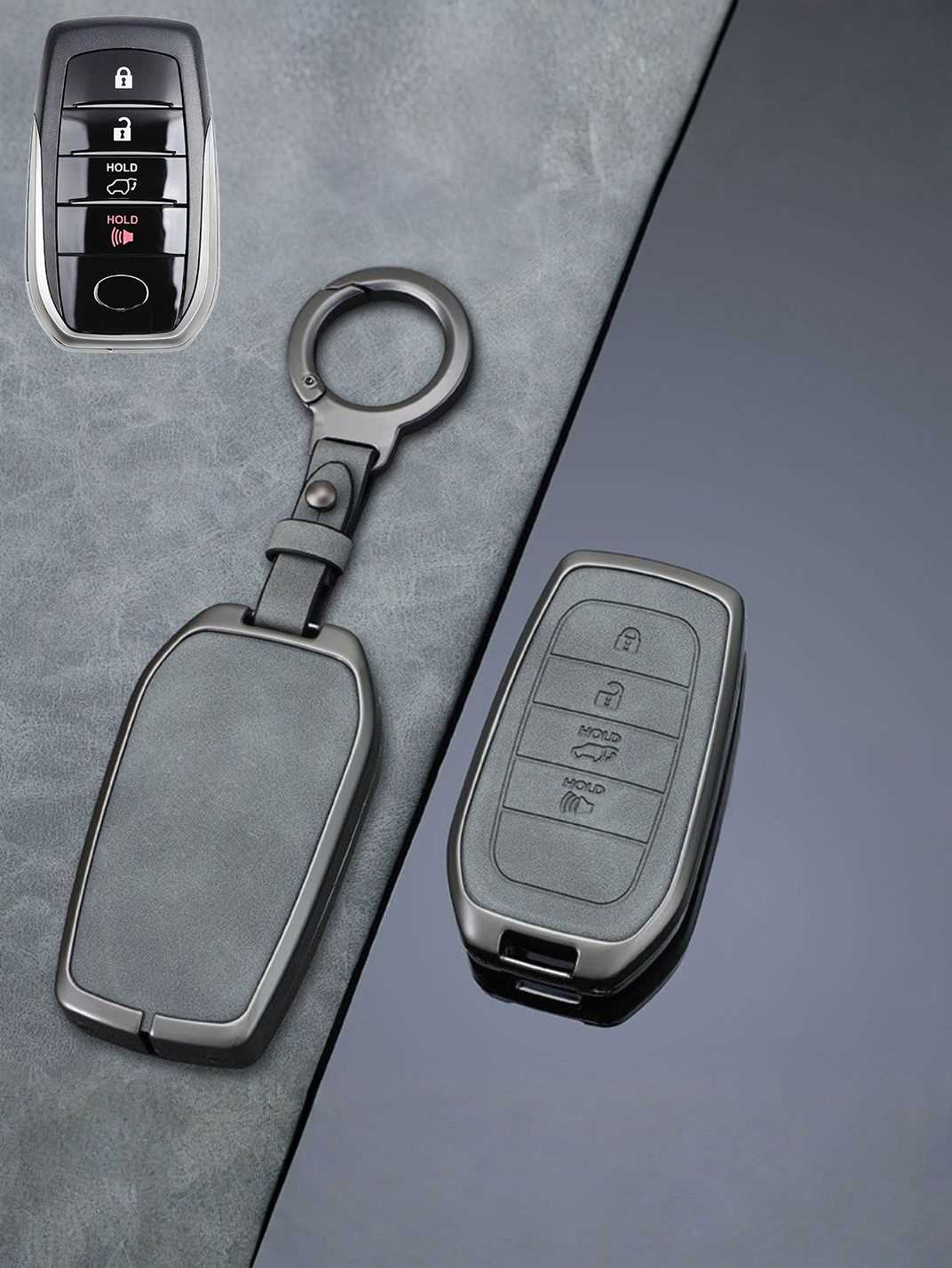 Vintage Leather Metal Alloy Toyota Key Cover