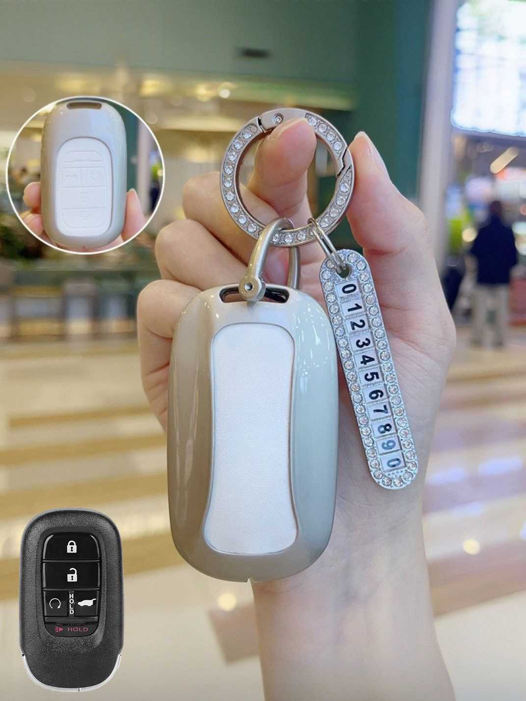 Honda Key Fob Cover with Leather & Metal Frame