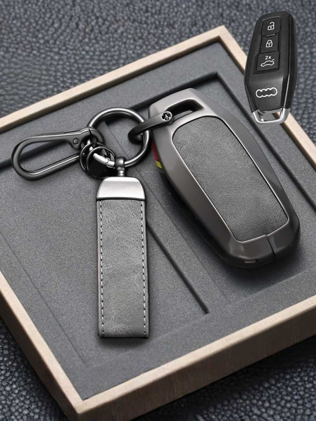 Audi Key Genuine Leather & Metal Frame Cover