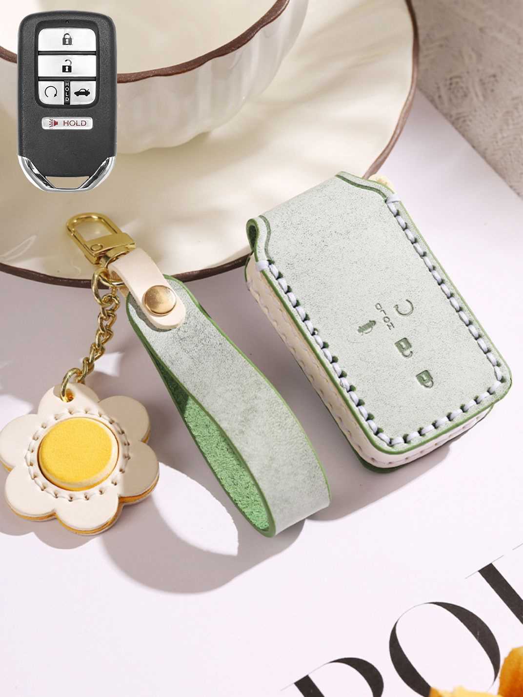Premium Genuine Leather Honda Key Cover