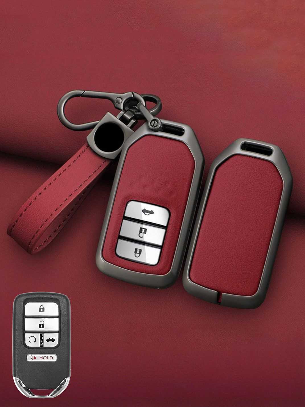Honda Key Genuine Leather & Metal Frame