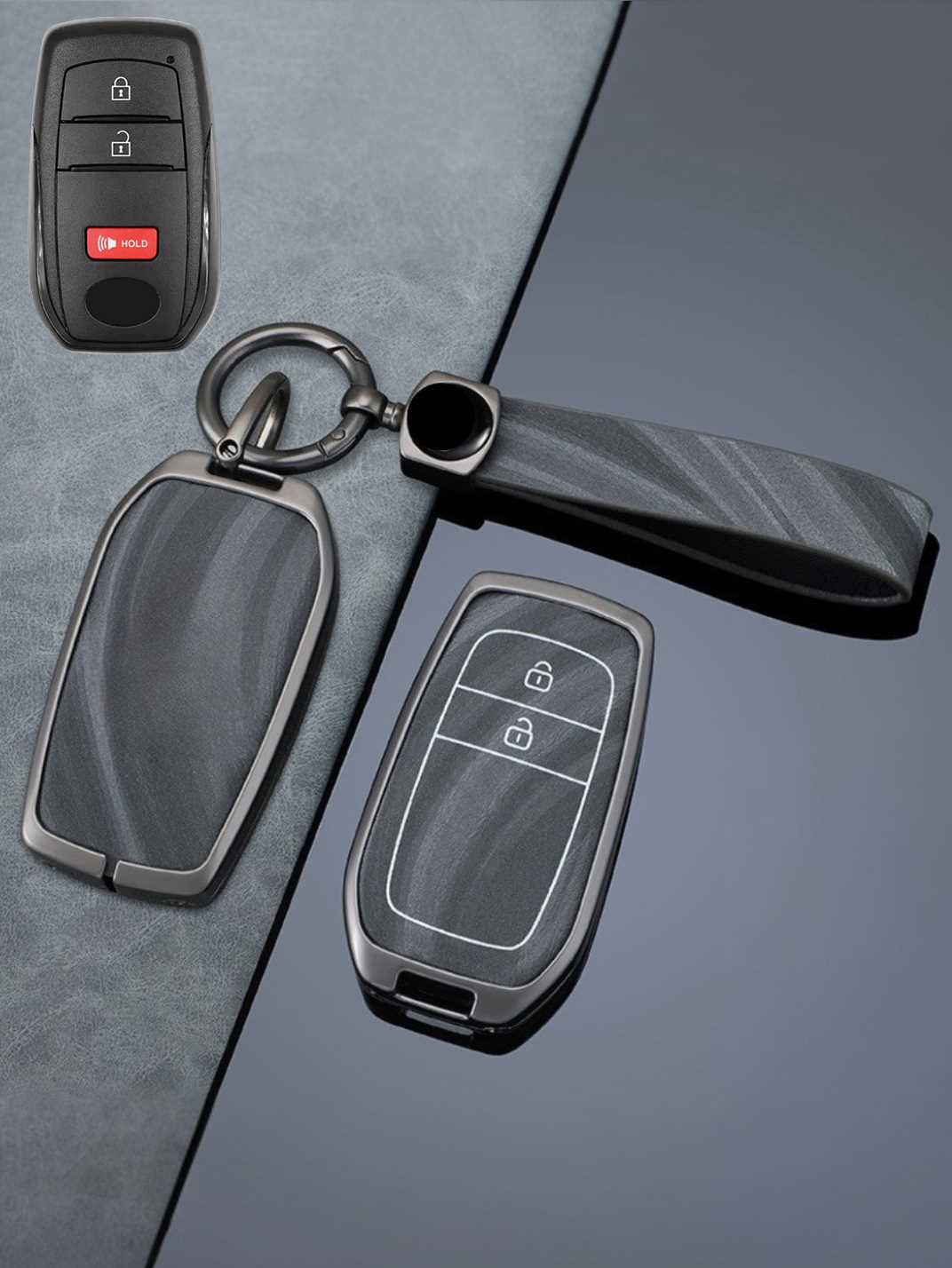 Vintage Leather Metal Alloy Toyota Key Cover