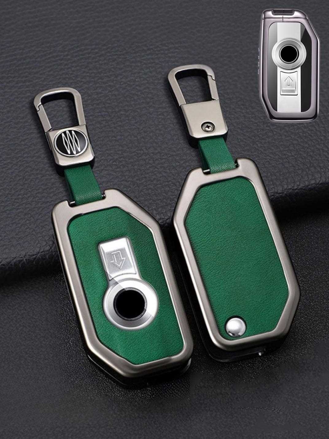 Vintage Leather & Metal Alloy BMW Motorcycle Key Cover