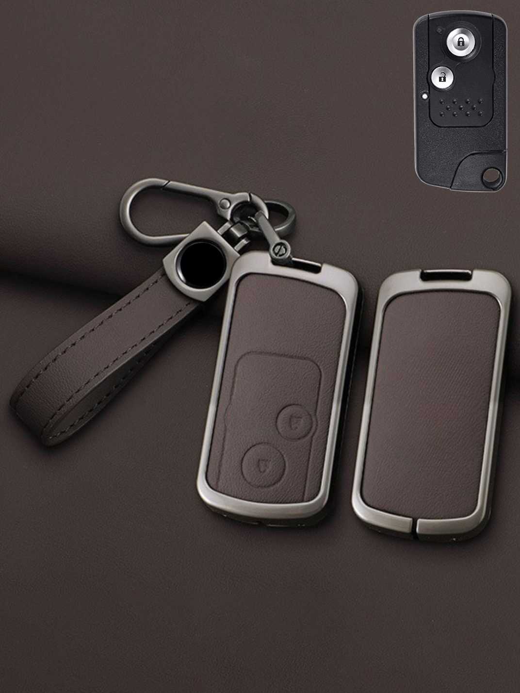 Honda Key Genuine Leather & Metal Frame