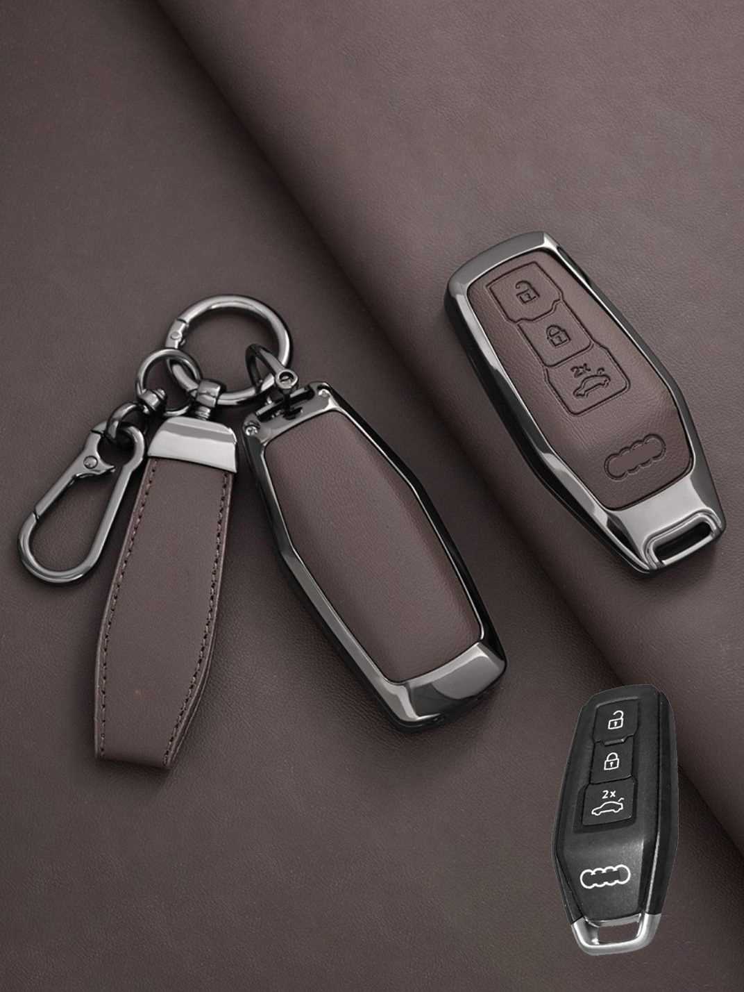 Audi Key Genuine Leather & Metal Frame Cover