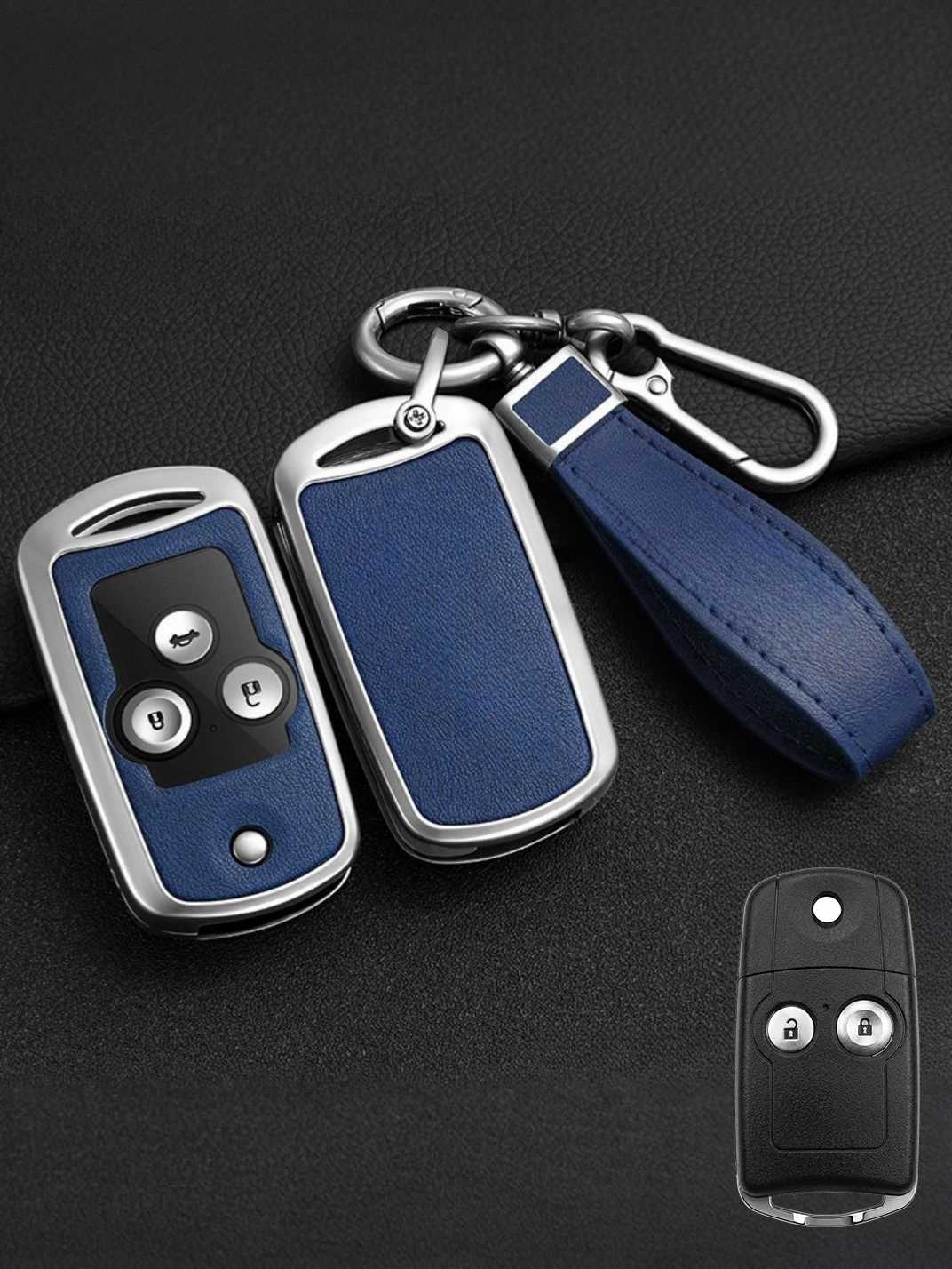 Vintage Leather Metal Alloy Honda Key Cover