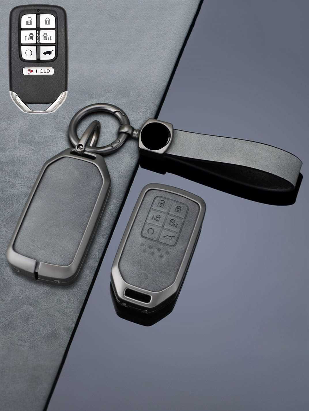 Vintage Leather Metal Alloy Honda Key Cover