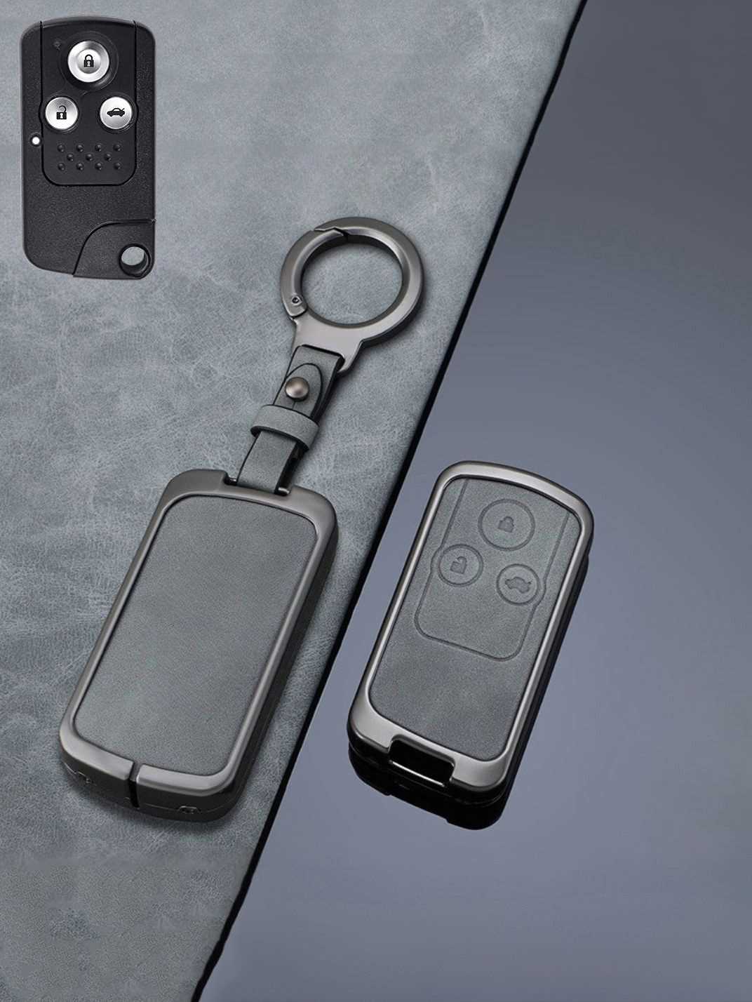 Vintage Leather Metal Alloy Honda Key Cover
