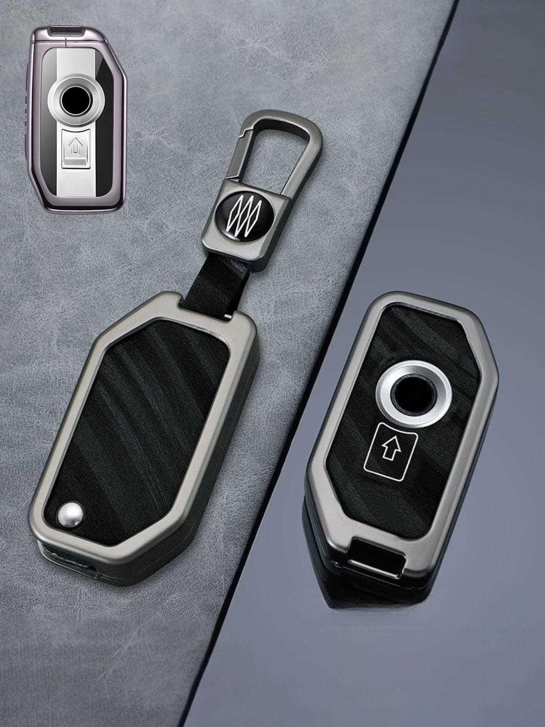 Vintage Leather & Metal Alloy BMW Motorcycle Key Cover